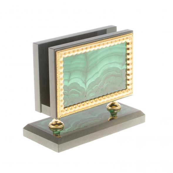 Визитница из малахита с позолотой  Златоуст 124254