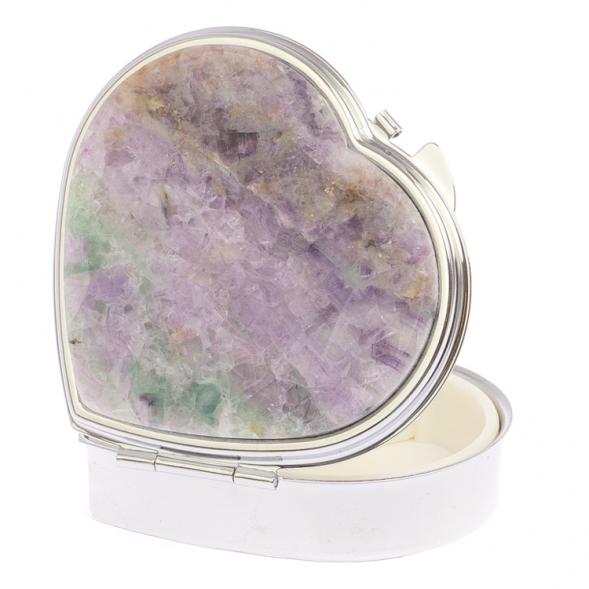 Таблетница &amp;quot;Сердце&amp;quot; на 3 отделения зеленый флюорит цвет серебро 125766