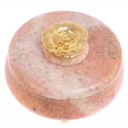Шкатулка с декором из бронзы "Роза" из розового мрамора