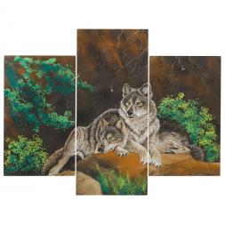 Картина модульная на камне "Волки" 70х90 см рисунок