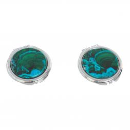 Зеркальце круглое из малахита с хризоколлой цвет серебро