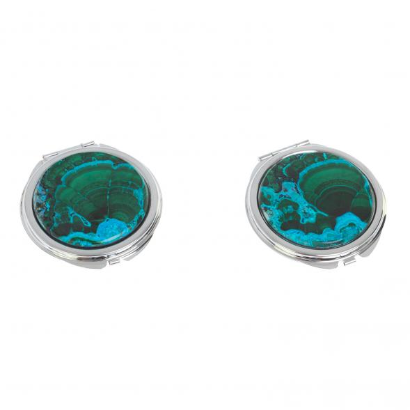 Зеркальце круглое из малахита с хризоколлой цвет серебро 126743