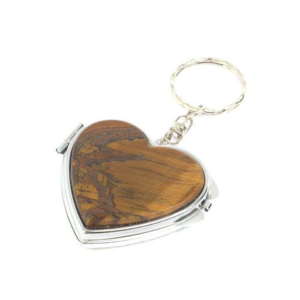 Складное зеркало брелок тигровый глаз Сердце 127371