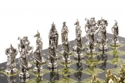Шахматы подарочные &amp;quot;Рыцари крестоносцы&amp;quot; доска 44х44 см из камня змеевик