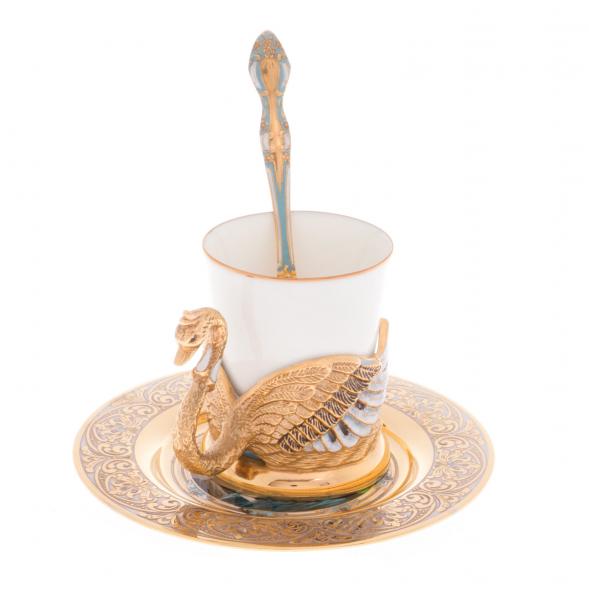 Кофейная пара &amp;quot;Белый лебедь&amp;quot; 80 мл в подарочной коробке Златоуст 121869