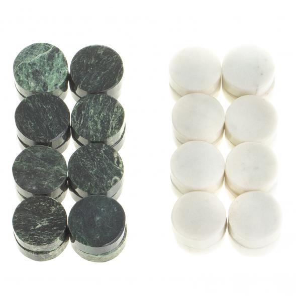 Игровые фишки для нард шашек 25 мм мрамор змеевик 32 штуки 122801