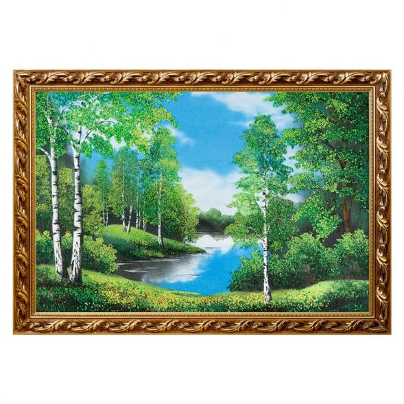 Картина &amp;quot;Летний пейзаж&amp;quot; багет №10 60х90 см, каменная крошка 111290