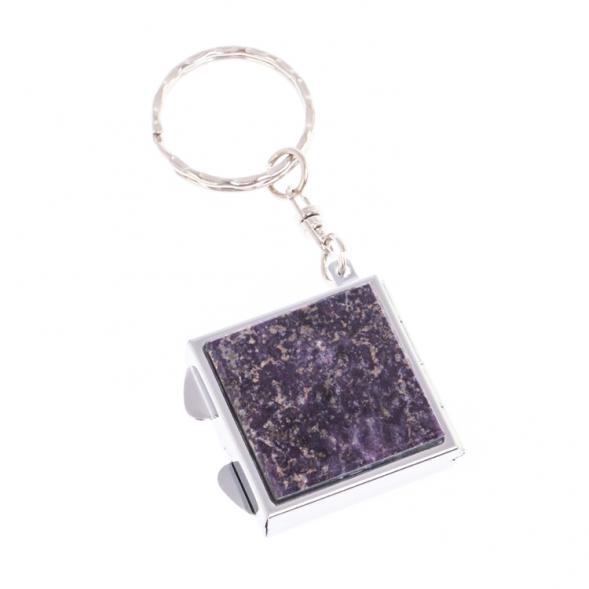 Складное зеркало брелок из сиреневого флюорита квадратное 126595