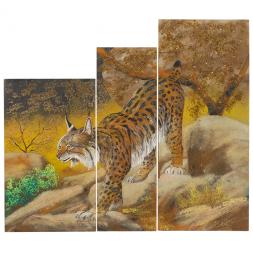 Картина модульная на камне "Рысь" 70х80 см