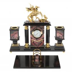 Настольный набор &amp;quot;Георгий Победоносец&amp;quot; из родонита