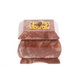 Шкатулка из лемезита с накладкой 6,5х6,5х5 см