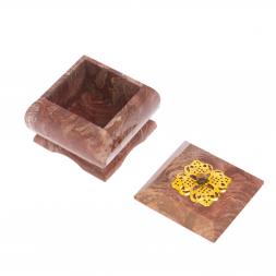 Шкатулка из лемезита с накладкой 6,5х6,5х5 см
