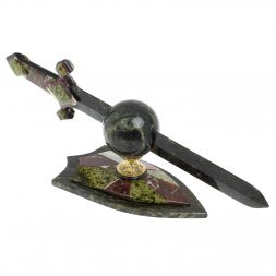 Настольный сувенир &amp;quot;Меч в шаре&amp;quot; змеевик креноид