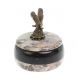 Шкатулка круглая &amp;quot;Орел&amp;quot; из креноида и змеевика 10,5х10,5х11 см 127922