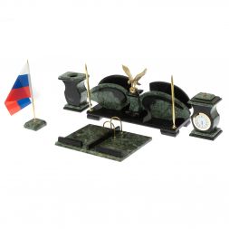 Настольный набор &amp;quot;Орел&amp;quot; из змеевика с бюваром