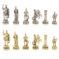 Шахматный набор &amp;quot;Римляне&amp;quot; доска 28х28 см мрамор змеевик фигуры цвет золото-серебро