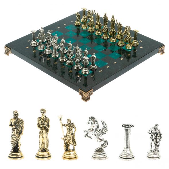 Шахматы &amp;quot;Подвиги Геракла&amp;quot;  доска 28х28 см змеевик 128233