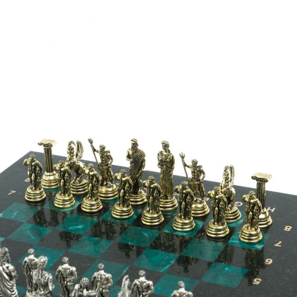 Шахматы &amp;quot;Подвиги Геракла&amp;quot;  доска 28х28 см змеевик 128233