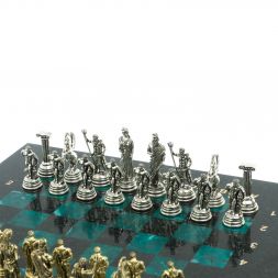 Шахматы "Подвиги Геракла"  доска 28х28 см змеевик