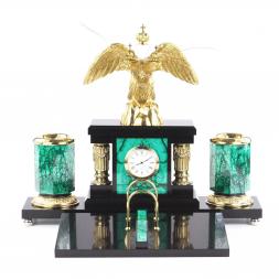 Настольный прибор из малахита "Двуглавый орел"