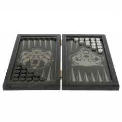 Каменные нарды &amp;quot;Волк и медведь&amp;quot; с гравировкой