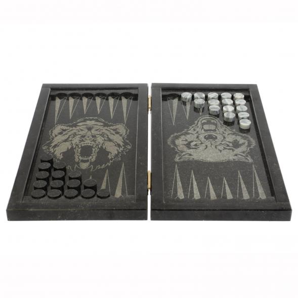 Каменные нарды &amp;quot;Волк и медведь&amp;quot; с гравировкой 129905