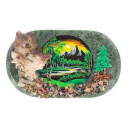 Панно настенное &amp;quot;Волки&amp;quot; змеевик