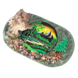 Панно настенное &amp;quot;Волки&amp;quot; змеевик