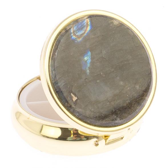 Таблетница на 3 отсека камень лабрадор цвет золото 125539