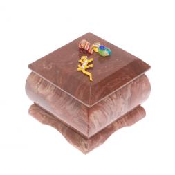 Шкатулка из лемезита &amp;quot;Ящерица со стразами&amp;quot; 6,5х6,5х5 см