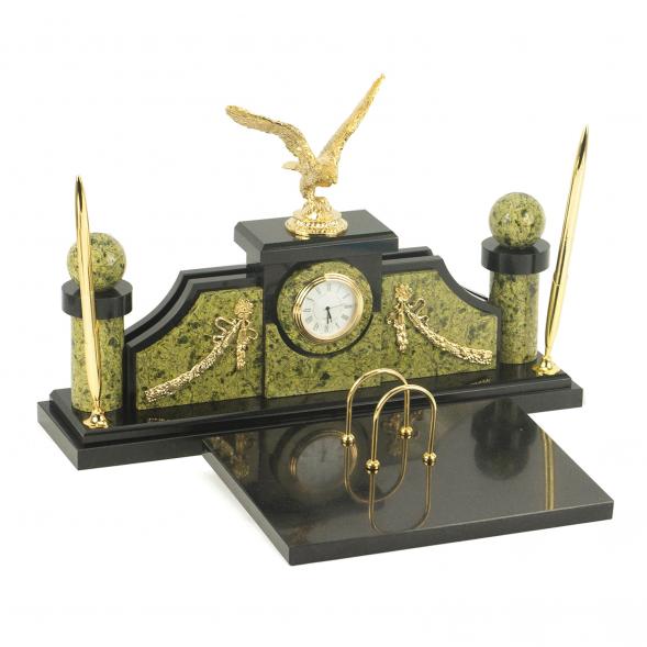 Письменный набор &amp;quot;Гордый орел&amp;quot; бронза змеевик 118664