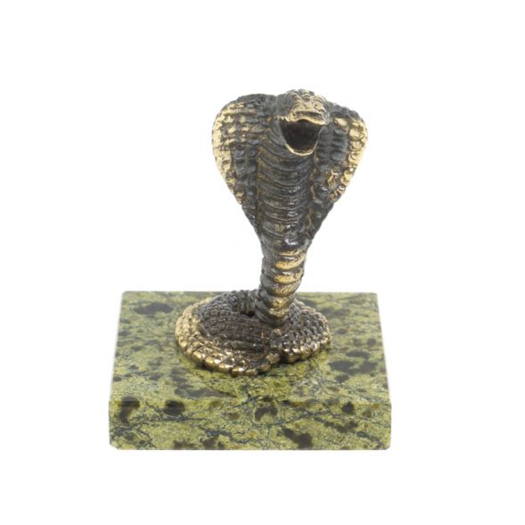 Статуэтка из бронзы «Кобра» на змеевике 127994