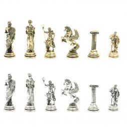 Шахматы "Подвиги Геракла" доска 28х28 см из мрамора и змеевика