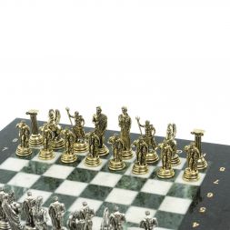 Шахматы "Подвиги Геракла" доска 28х28 см из мрамора и змеевика