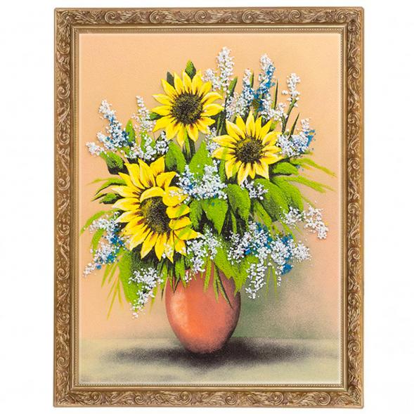 Картина с рисунком из камня &amp;quot;Букет подсолнухов&amp;quot; багет 36х46 см 111336