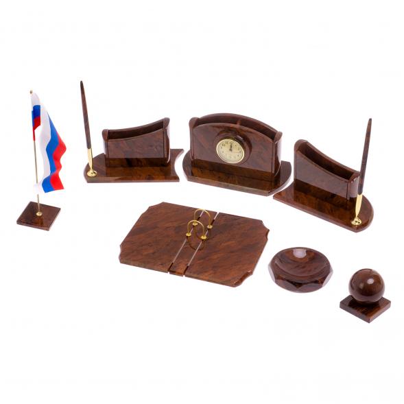 Набор на стол руководителю &amp;quot;Банкир&amp;quot; коричневый обсидиан 125841