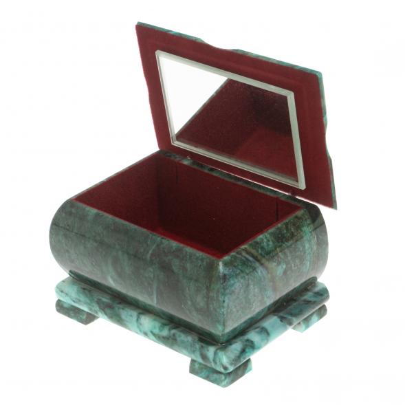 Шкатулка средняя прямоугольная камень змеевик 12х8х8,5 см 126975