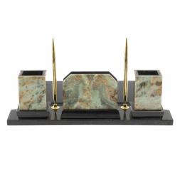 Настольный набор из натурального камня офиокальцит