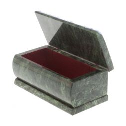 Шкатулка &amp;quot;Домик в зимнем лесу&amp;quot; камень змеевик 15х7,5х6 см