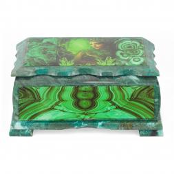 Шкатулка Хозяйка медной горы с иллюстрацией под малахит н3 22х13х9 см