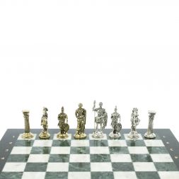 Шахматы &amp;quot;Римские воины&amp;quot; доска 44х44 см из мрамора и змеевика