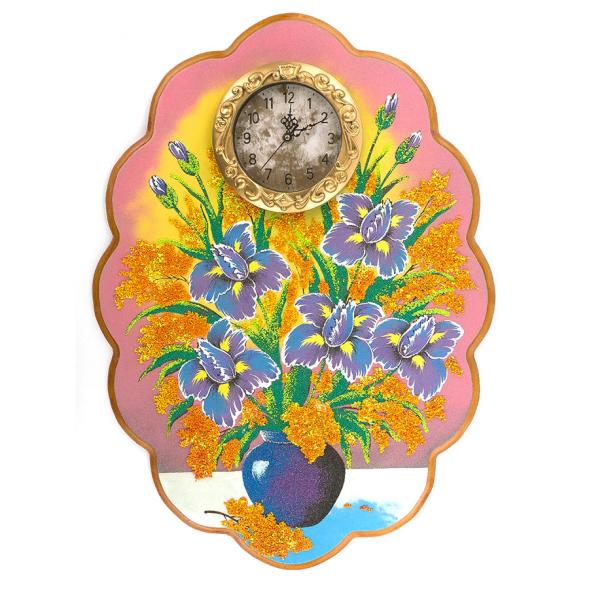 Часы с картиной &amp;quot;Ирисы&amp;quot; 48х66 см каменная крошка 119550