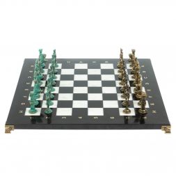 Шахматы "Отечественная война 1812 г. " фигуры бронза / патина 40х40 см мрамор