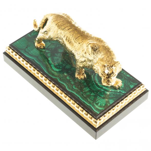 Статуэтка из бронзы &amp;quot;Амурский тигр&amp;quot; камень малахит  Златоуст 122943