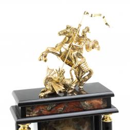 Каминные часы &amp;quot;Георгий Победоносец&amp;quot; яшма бронза