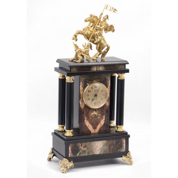 Каминные часы &amp;quot;Георгий Победоносец&amp;quot; яшма бронза 116643