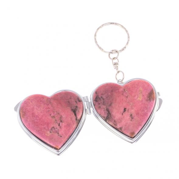 Складное зеркало брелок из родонита Сердце 126598