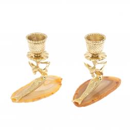 Подсвечники &amp;quot;Русалка&amp;quot; из камня агат с бронзой пара