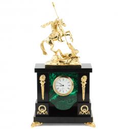 Часы &amp;quot;Георгий Победоносец&amp;quot; из малахита и бронзы