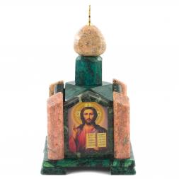 Шкатулка &amp;quot;Часовня&amp;quot; змеевик мрамор 14х14х24 см